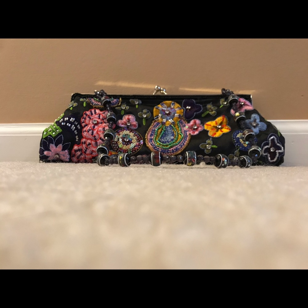 Black beaded and embroidery bag